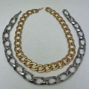Vintage Monet Gold Tone and Silver Tone Chain Necklaces.
